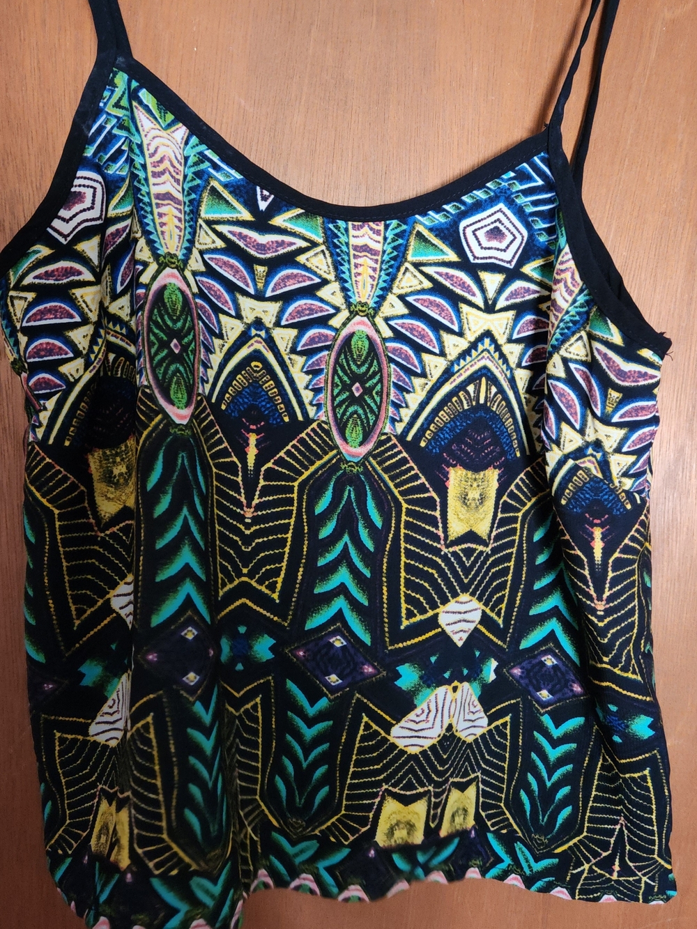 Peppermint Black Multicolor Geometric Cami